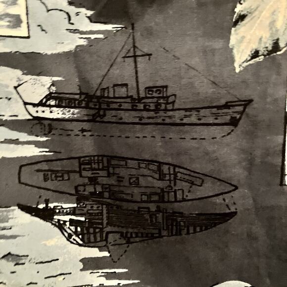 HOOK & TACKLE Men’s Hawaiian Shirt Fish Fishing Sailboats Hibiscus Size 2XL Big - Picture 12 of 13